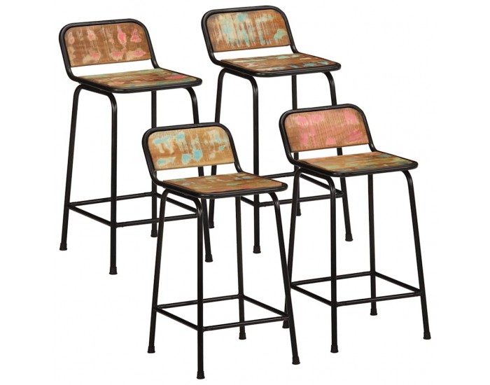 Sonata H Бар табуретки, 4 бр, 46x35,5x80 см, регенерирана дървесина