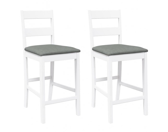 Sonata H Бар столове с възглавници 2 бр Бяла масивна дървесина Каучук Sonata H Бар столове с възглавници 2 бр Бяла масивна дървесина Каучук