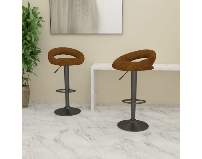 Sonata H Бар табуретки, 2 бр, кафяви, кадифе