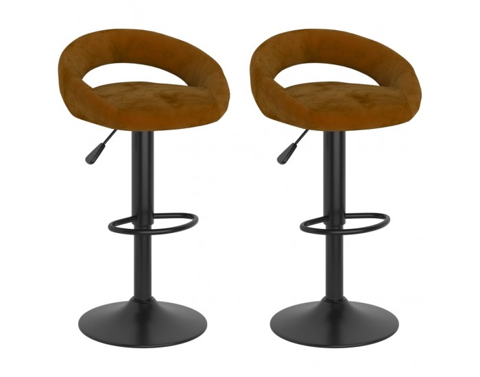 Sonata H Бар табуретки, 2 бр, кафяви, кадифе