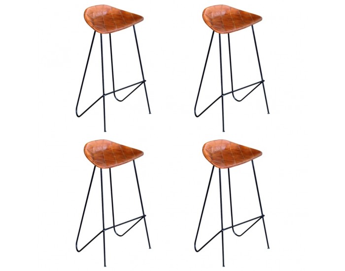 Sonata H Бар столове, 4 бр, естествена кожа, кафяви