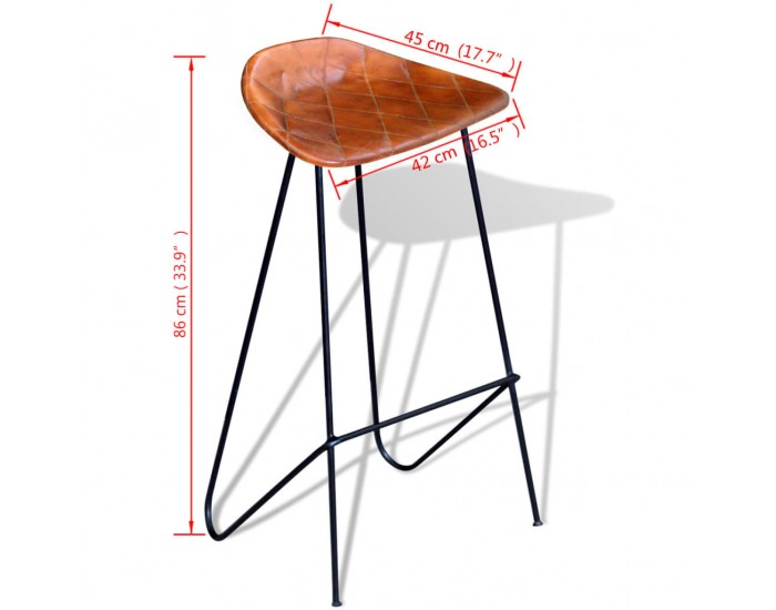 Sonata H Бар столове, 2 бр, черно и кафяво, естествена кожа