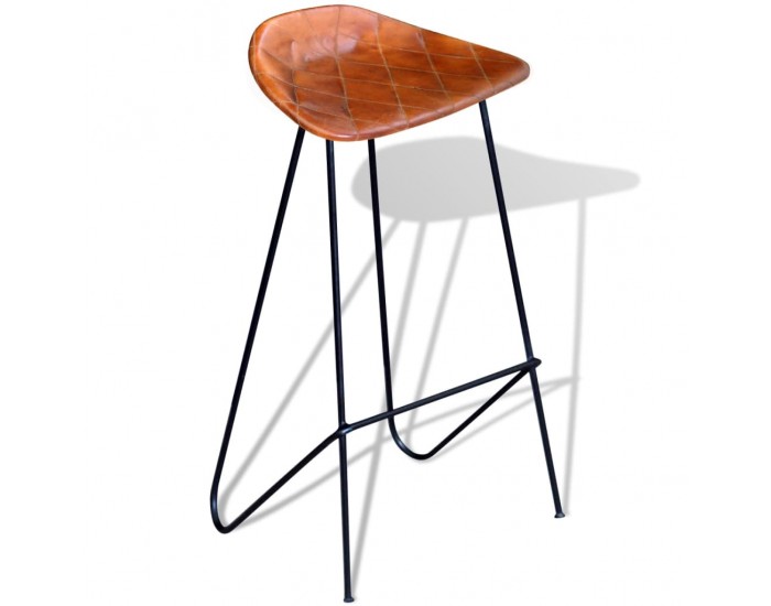 Sonata H Бар столове, 2 бр, черно и кафяво, естествена кожа