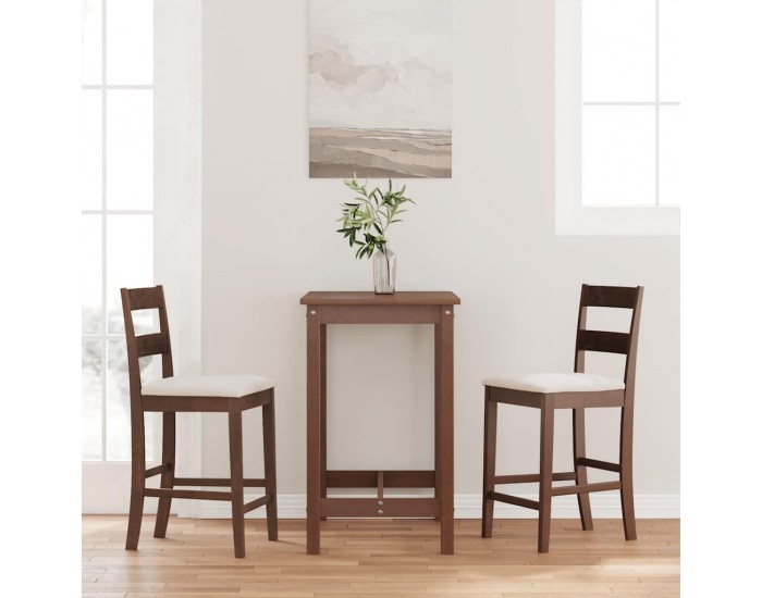 Sonata H Бар столове с възглавници 2 бр Кафяв масивен дървен каучук