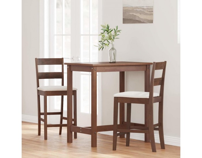 Sonata H Бар столове с възглавници 2 бр Кафяв масивен дървен каучук