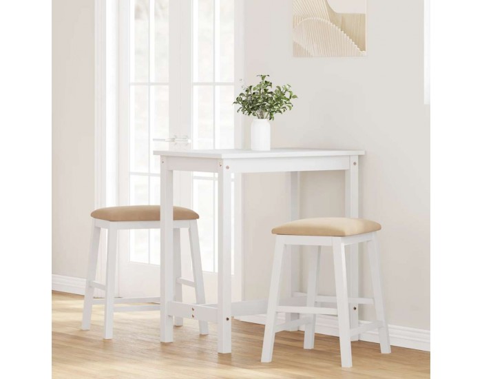 Sonata H Бар столове с възглавници 2 бр Бяла масивна дървесина гума