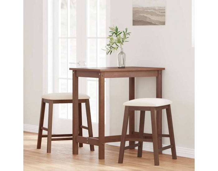 Sonata H Бар столове с възглавници 2 бр Кафяв масивна дървесина гума