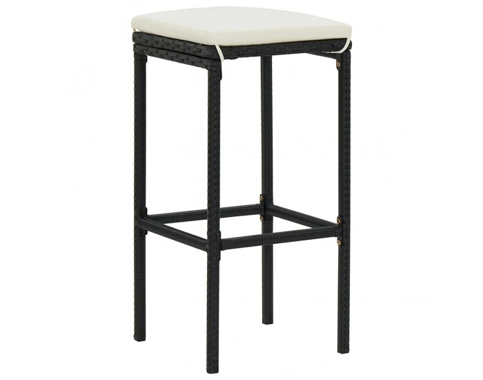 Sonata H Бар табуретки с възглавници, 3 бр, черен полиратан Sonata H Бар табуретки с възглавници, 3 бр, черен полиратан