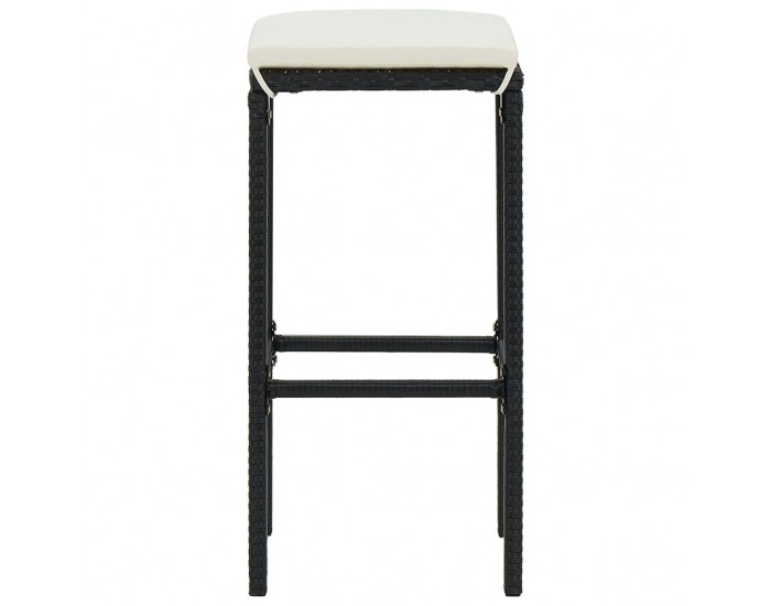 Sonata H Бар табуретки с възглавници, 3 бр, черен полиратан Sonata H Бар табуретки с възглавници, 3 бр, черен полиратан