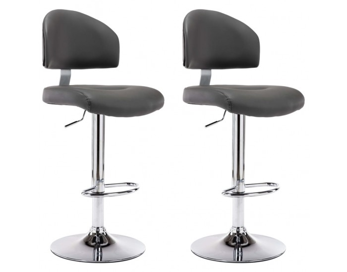 Sonata H Бар табуретки, 2 бр, сиви, изкуствена кожа