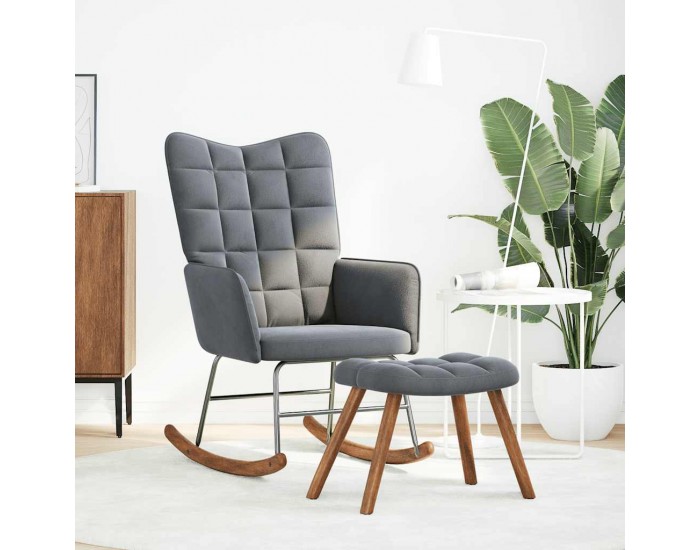 Sonata H Люлеещ се стол с табуретка, тъмносив кадифе