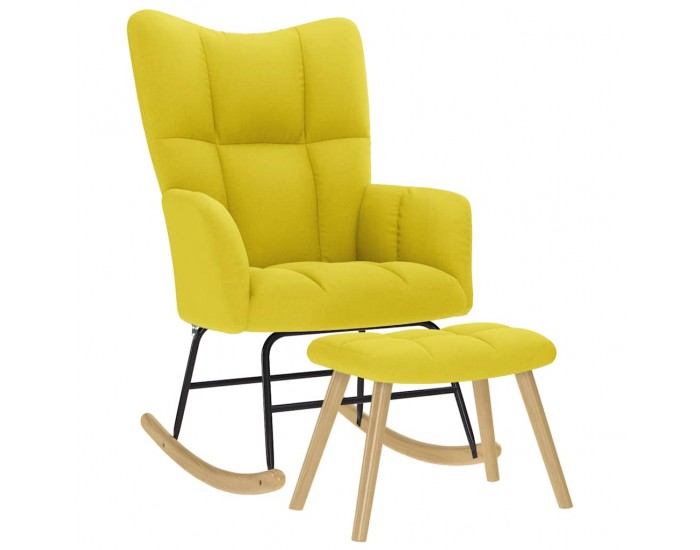 Sonata H Люлеещ се стол с табуретка за крака Светложълта тъкан