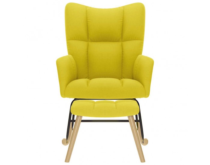 Sonata H Люлеещ се стол с табуретка за крака Светложълта тъкан