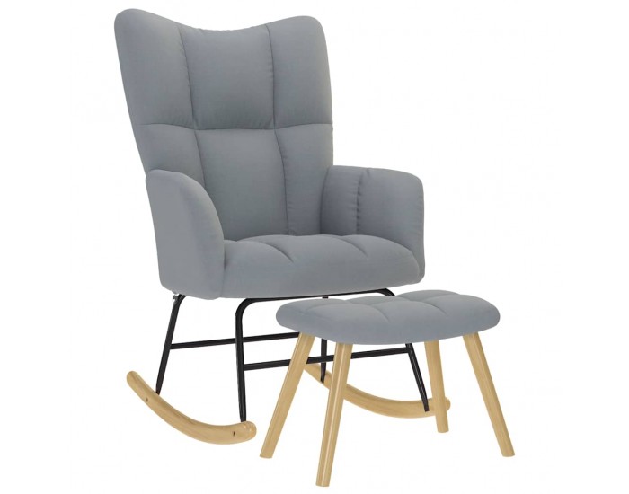 Sonata H Люлеещ се стол с табуретка за крака, светлосив, плат