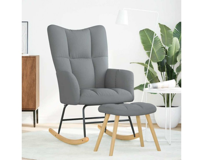 Sonata H Люлеещ се стол с табуретка за крака, светлосив, плат