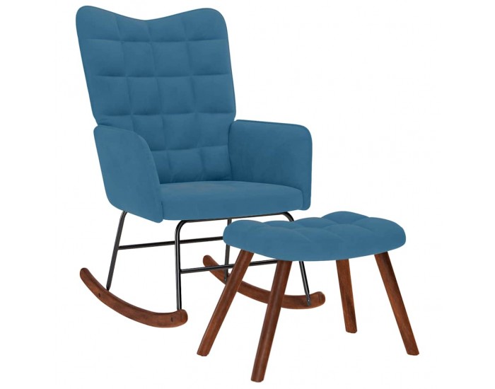 Sonata H Люлеещ се стол с табуретка Синьо кадифе
