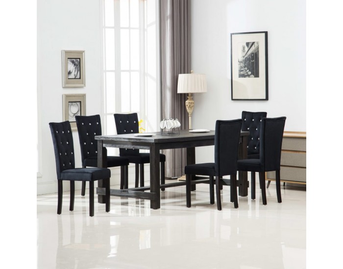Sonata H Трапезни столове, 6 бр, черни, кадифе