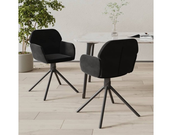 Sonata H Въртящи трапезни столове, 2 бр, черни, кадифе