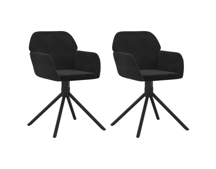 Sonata H Въртящи трапезни столове, 2 бр, черни, кадифе