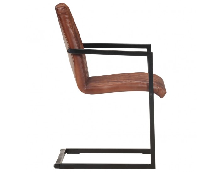 Sonata H Конзолни трапезни столове, 2 бр, кафяви, естествена кожа