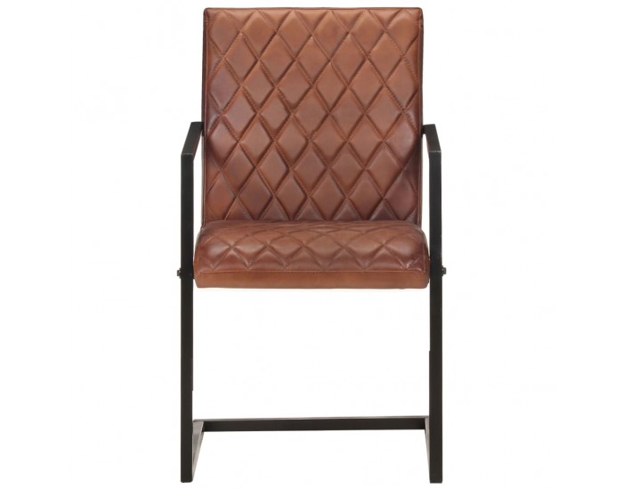 Sonata H Конзолни трапезни столове, 2 бр, кафяви, естествена кожа