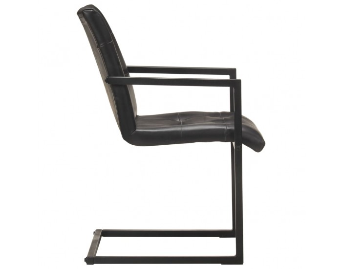 Sonata H Конзолни трапезни столове, 2 бр, черни, естествена кожа