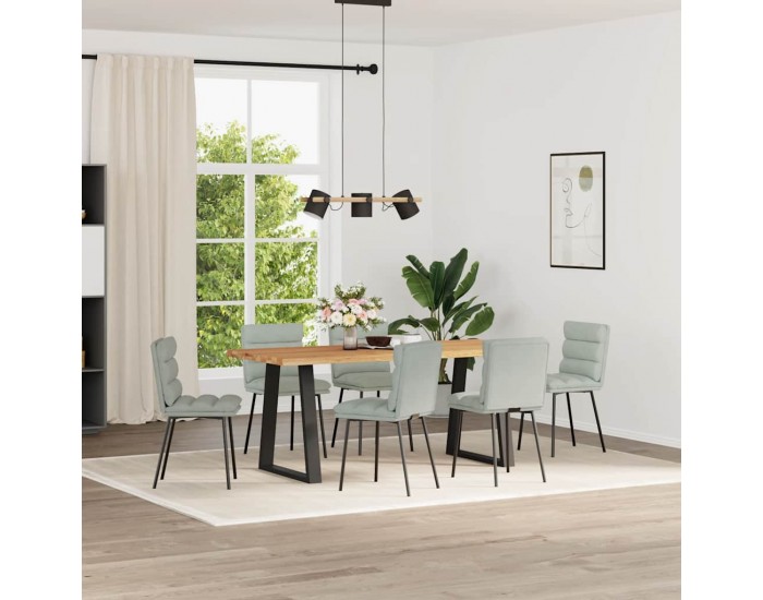 Sonata H Трапезни столове, 6 бр, светлосиви, кадифе