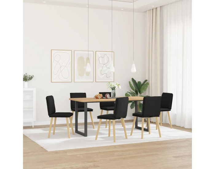 Sonata H Трапезни столове, 6 бр, черни, текстил