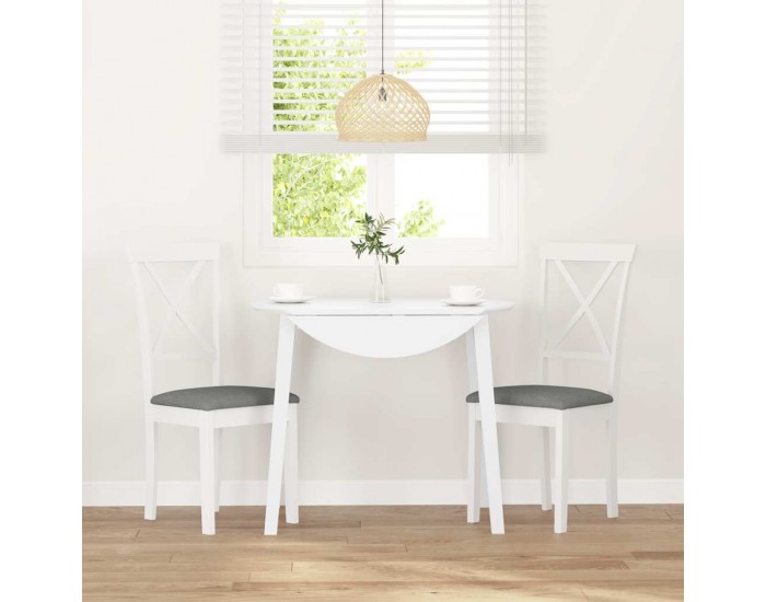 Sonata H Трапезни столове с възглавници 2 бр Бяла масивна дървесина гума