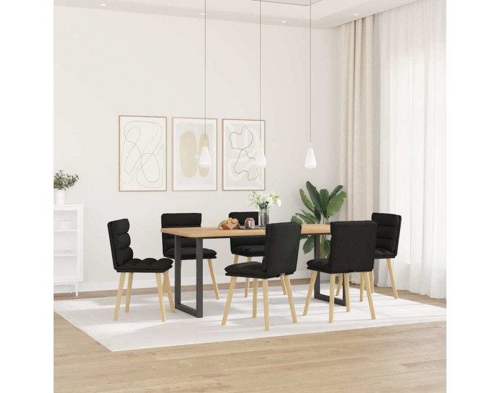 Sonata H Трапезни столове, 6 бр, черни, текстил