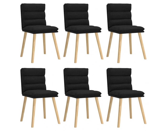 Sonata H Трапезни столове, 6 бр, черни, текстил