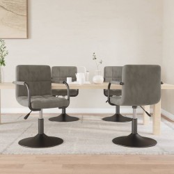 Sonata H Въртящи се трапезни столове, 4 бр, светлосиви, кадифе - Трапезни столове