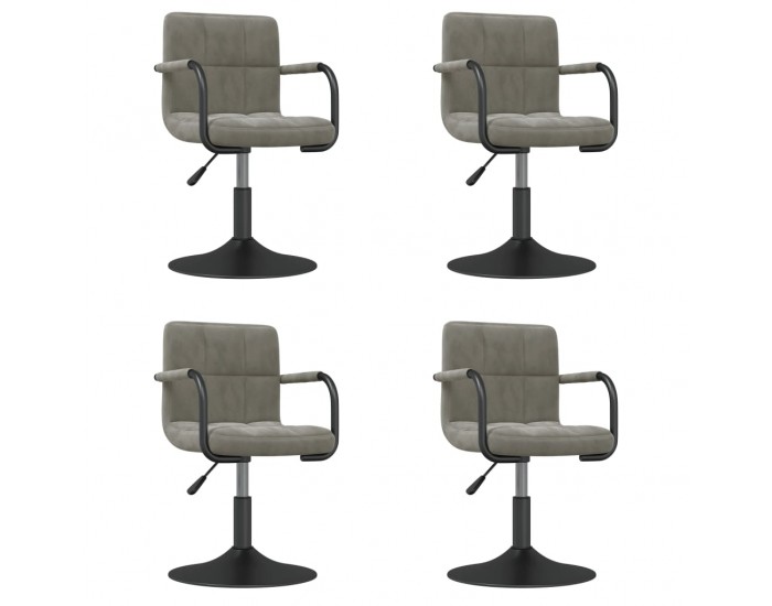 Sonata H Въртящи се трапезни столове, 4 бр, светлосиви, кадифе
