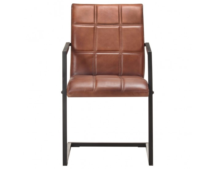 Sonata H Конзолни трапезни столове, 2 бр, кафяви, естествена кожа