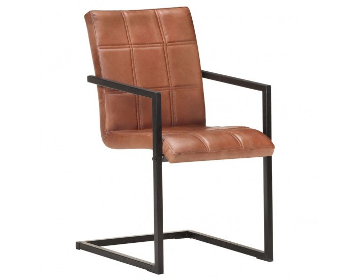 Sonata H Конзолни трапезни столове, 2 бр, кафяви, естествена кожа