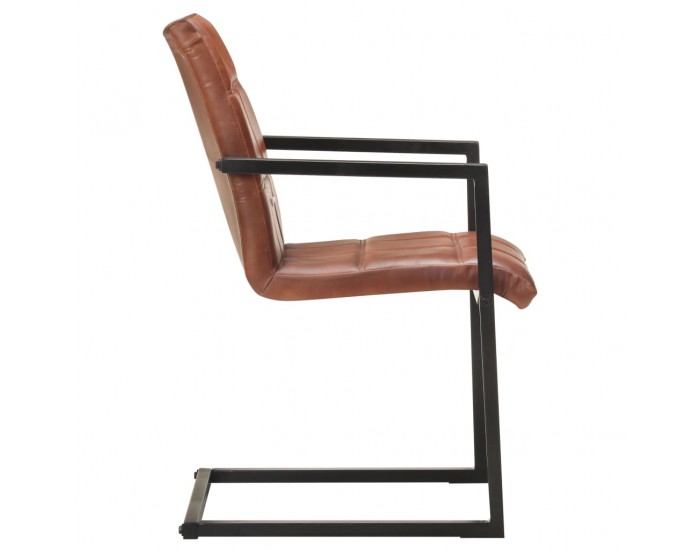 Sonata H Конзолни трапезни столове, 2 бр, кафяви, естествена кожа