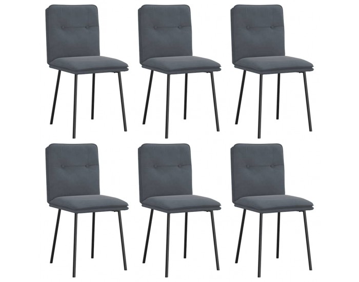 Sonata H Трапезни столове, 6 бр, тъмносиви, кадифе