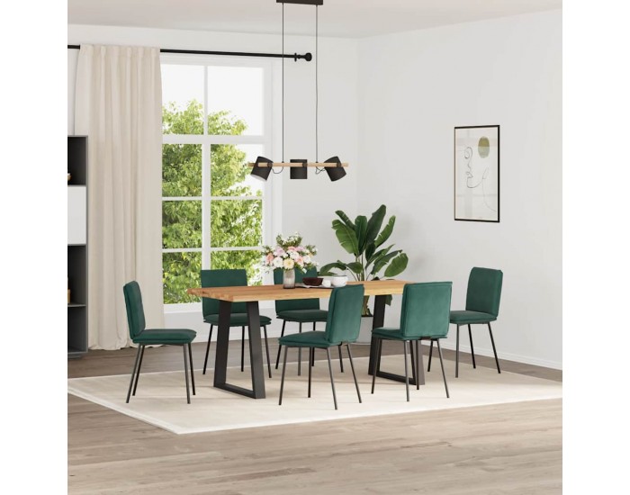 Sonata H Трапезни столове, 6 бр, тъмнозелени, кадифе