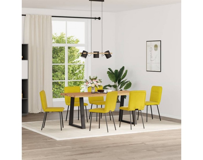 Sonata H Трапезни столове, 6 бр, жълти, кадифе
