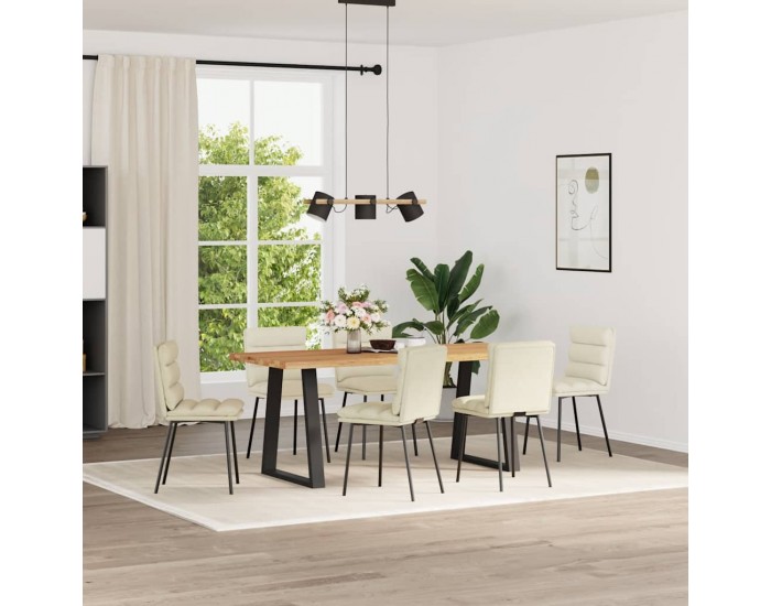 Sonata H Трапезни столове, 6 бр, кремави, кадифе