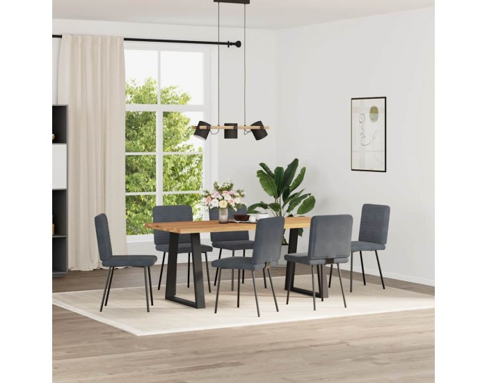 Sonata H Трапезни столове, 6 бр, тъмносиви, кадифе