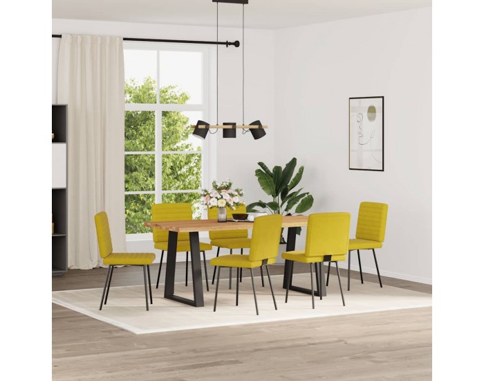 Sonata H Трапезни столове, 6 бр, жълти, кадифе