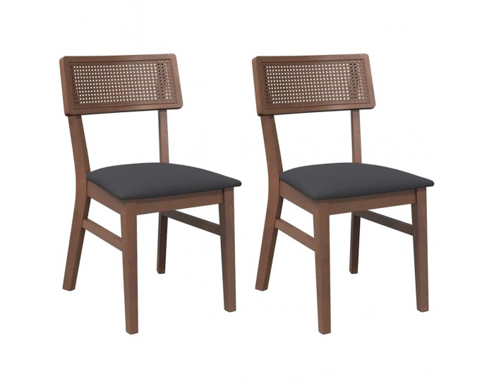 Sonata H Трапезни столове с възглавници 2бр Кафяв масивна дървесина гума