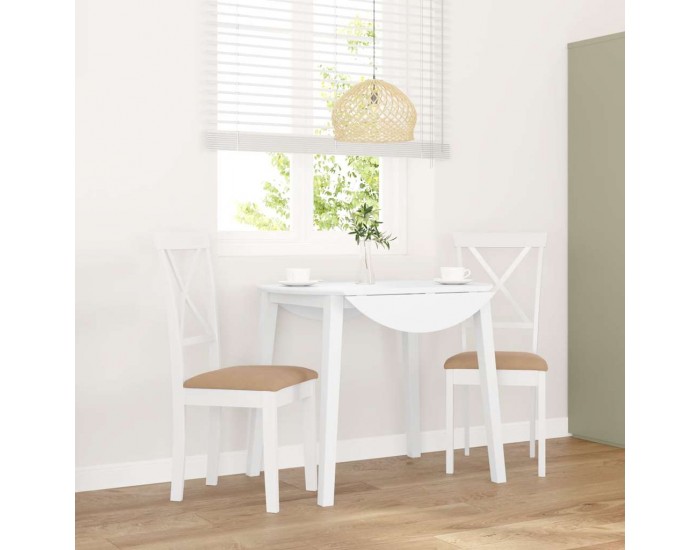 Sonata H Трапезни столове с възглавници 2 бр Бяла масивна дървесина гума