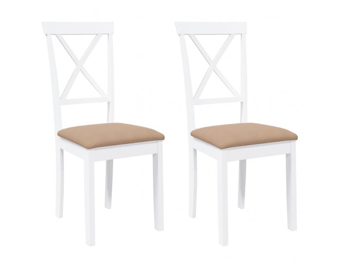 Sonata H Трапезни столове с възглавници 2 бр Бяла масивна дървесина гума