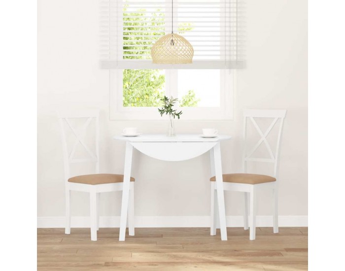 Sonata H Трапезни столове с възглавници 2 бр Бяла масивна дървесина гума