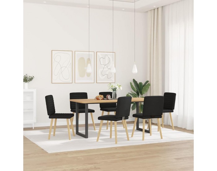 Sonata H Трапезни столове, 6 бр, черни, текстил