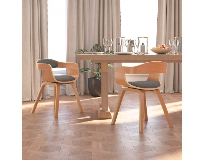 Sonata H Трапезни столове, 2 бр, светлосиви, извито дърво и текстил