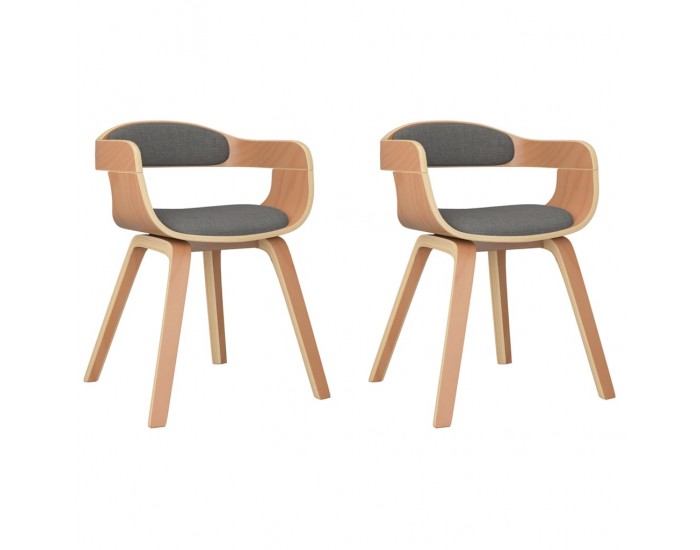 Sonata H Трапезни столове, 2 бр, светлосиви, извито дърво и текстил