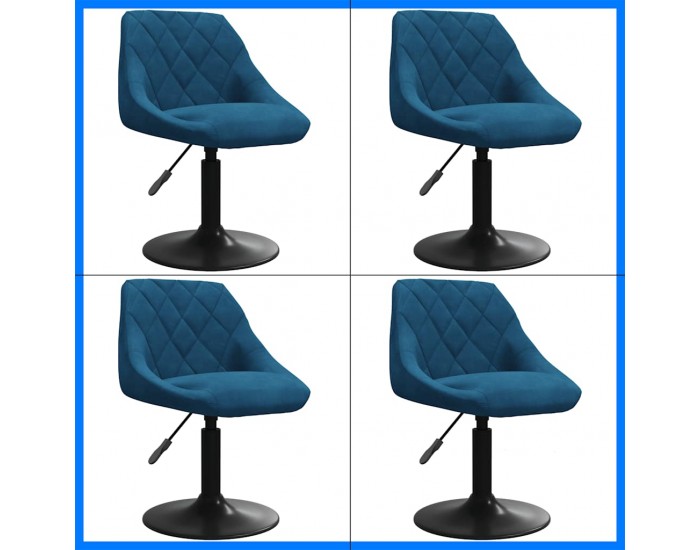 Sonata H Въртящи се трапезни столове, 4 бр, сини, кадифе